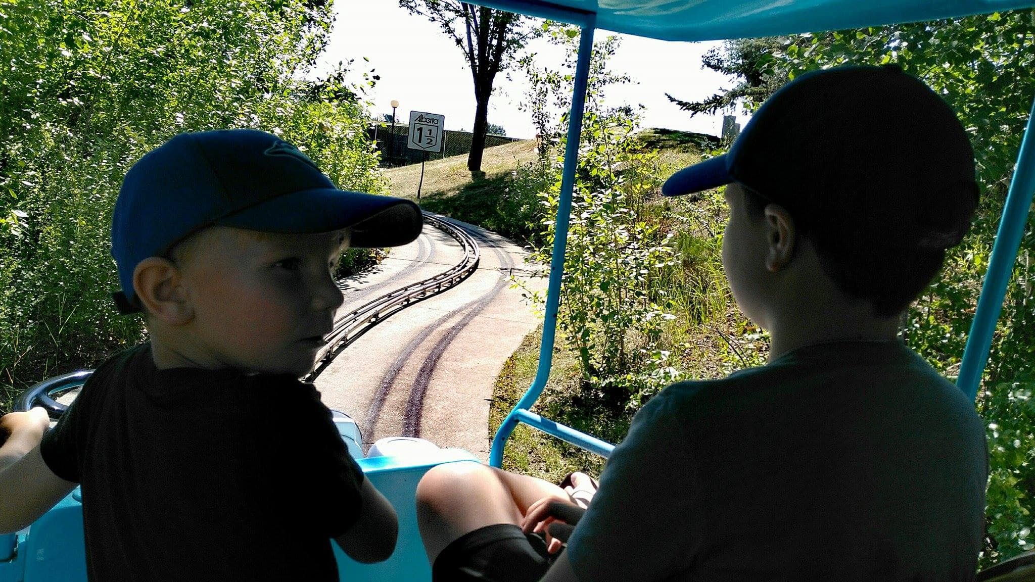 Kids on the train ride at Calaway Park