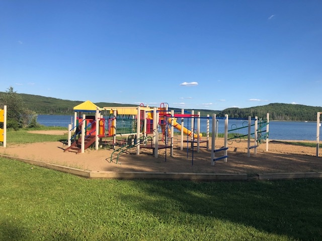 Long Lake Campground playground by the beach