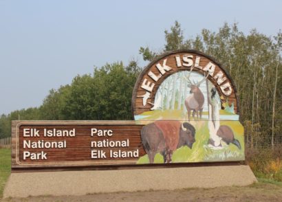 Elk Island entrance sign