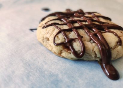 Bacon Skor Cookies with Chocolate Drizzle