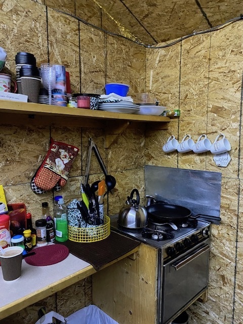 Kitchen area in our Ice Fishing shack with Adventure Ice Fishing Alberta
