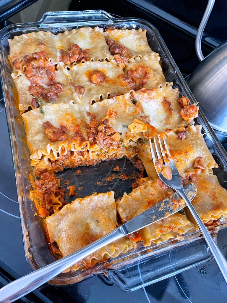 Lasagna roll up in the pan