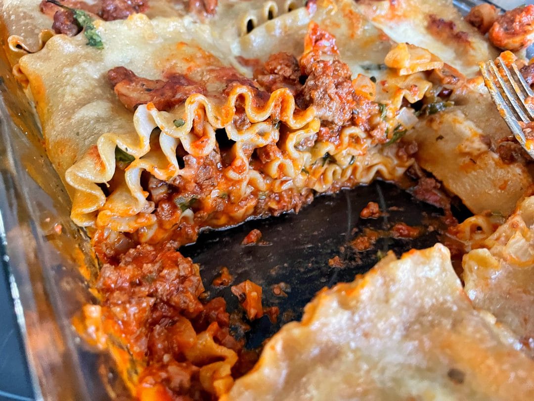 Lasagna roll ups in the pan