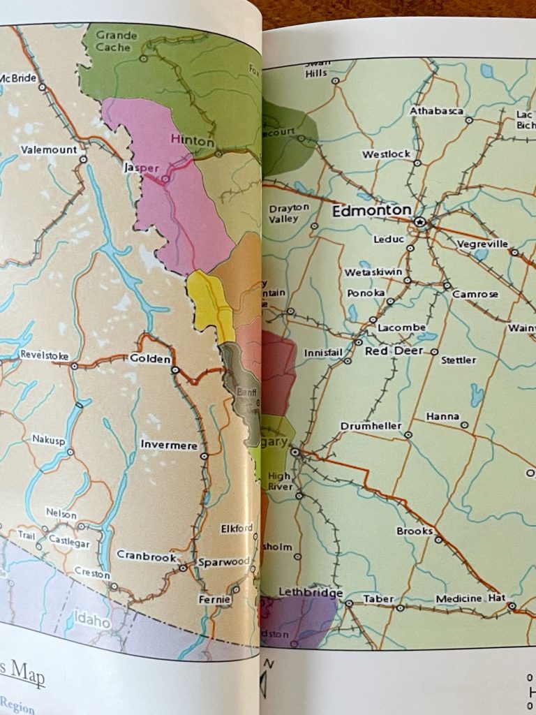 Close up of the Geographical Region Map in Stoked On Waterfalls Volume 1 By Jason Walchuck