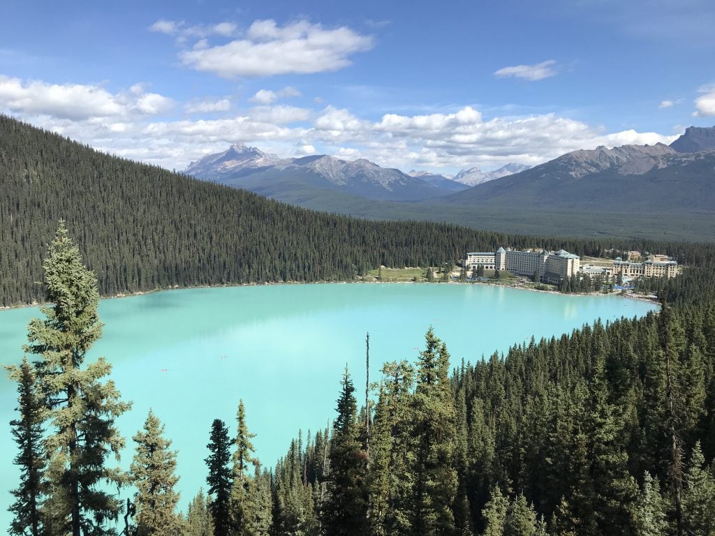 Chateau Lake Louise and the lake from Fairview Lookout