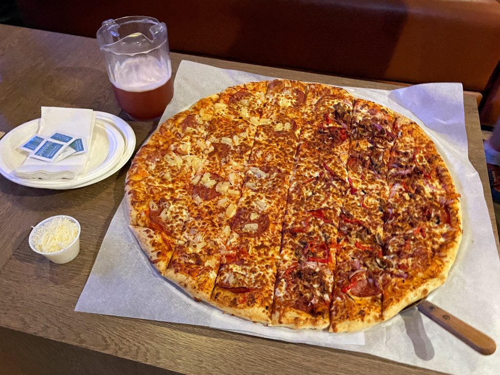 24-inch pizza and a pitcher of beer at The Alley YMM