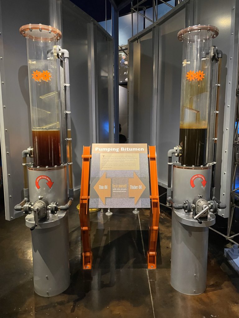 Pumping Bitumen demonstration exhibit at the Oil Sands Discovery Centre