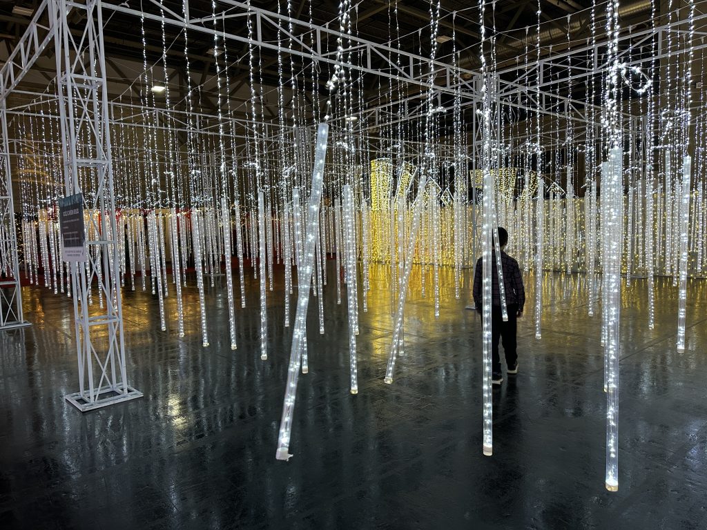 Walk through the illuminated ice crystal maze at Glow Enchanted Forest!