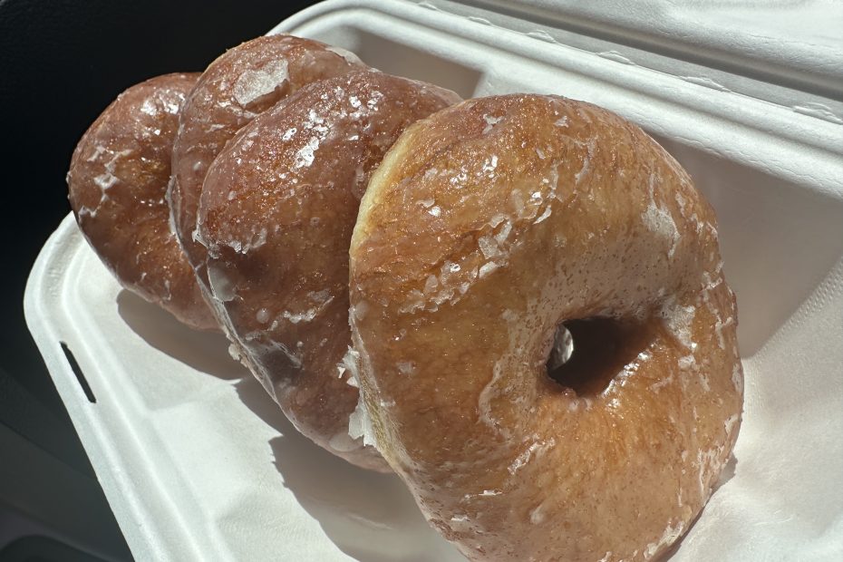 Glazed donuts from Tina's Cafe and Bakery.